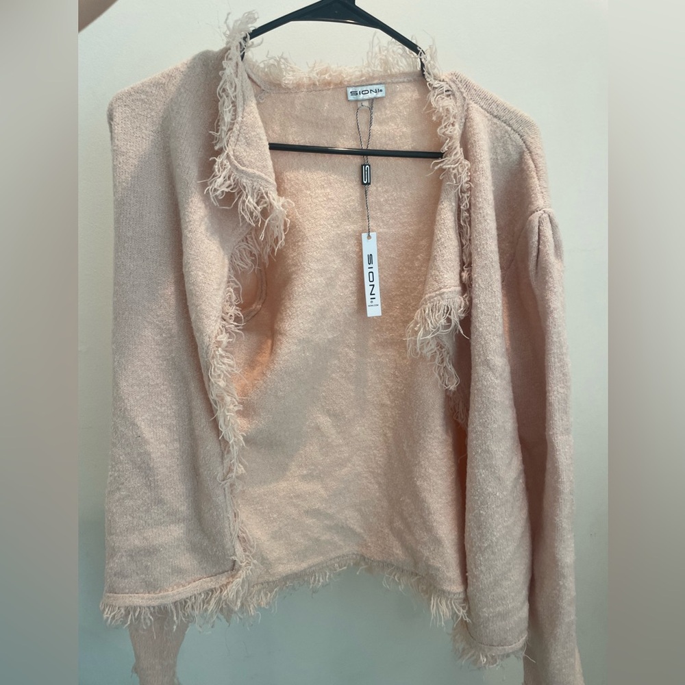 Sioni pink cardigan, size L, tags